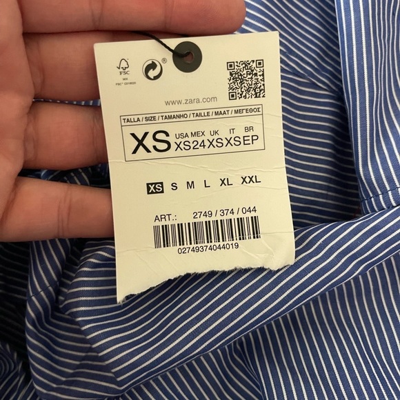 ZARA Blue Stripe Button Front Maxi Shirt Dress XS Oversized NWT - Picture 14 of 14
